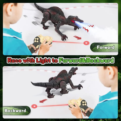 3 4 5 6 7 8 FRUSE Remote Control Dinosaur Toys,RC Walking Robot Dinosaur w/Light Tracing,Spray Mist,LED