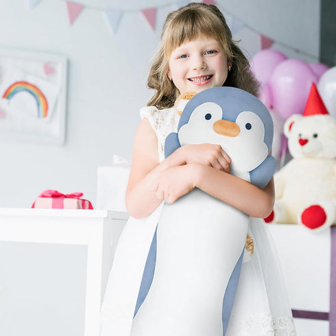 36" Dalmao Penguin Stuffed Animal, Soft Jumbo Long Cuddle Pillow, Cute Blue Penguin Plush Body Pillow Plushies Toy Gift