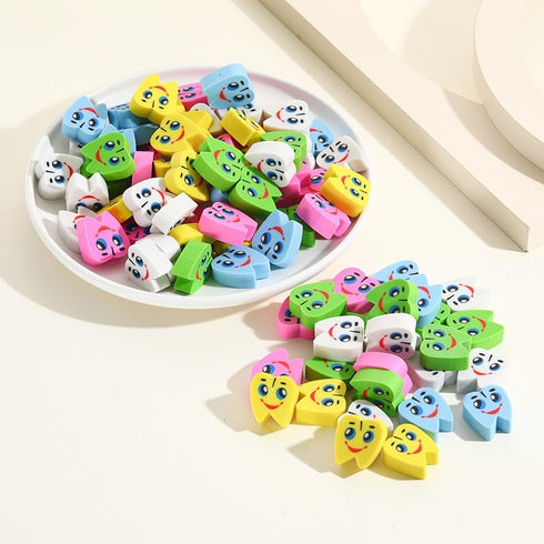 Kleeblatt Large Teeth Erasers for Kids, 70 PCS Fun Desk Pets for Classroom, Party Favors, Back to School Gifts