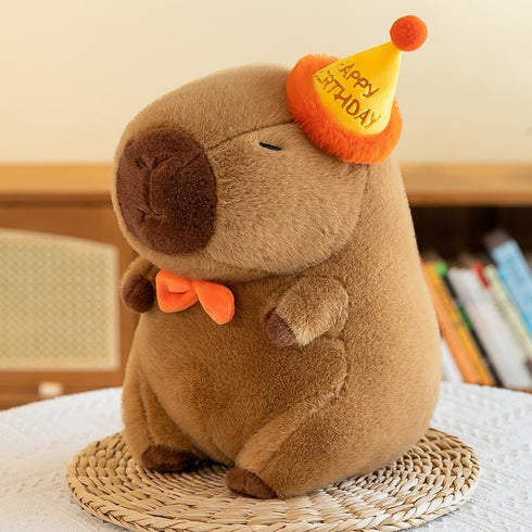 Cute Birthday Capybara Plush,12inch Kawaii Capybara Stuffed Animal Soft Stuffed Capybara Toy Birthday Gifts Party Decoration for Kids (Birthday Capybara)
