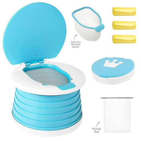 Portable Toddler Travel Potty with Silicone Insert Foldable Potty Chair for Car & Road Trips, Spill-Resistant Training