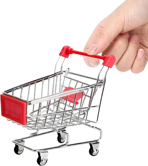 kxkxvovo Mini Shopping Cart, Red, Durable, Perfect for Role Play, Storage, and Decor