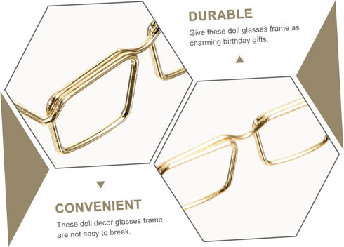 10 Pcs Classic Round Glasses Frame for Dolls, Steel Golden Metal Doll Toy Accessories