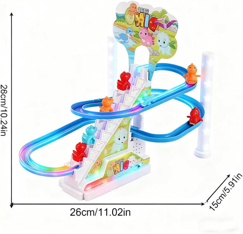 RCOOS Set Dinosaur Climbing Toy Electric Light Slide Climbing Toys for Automatic Stairs,Playful Santa Race Game