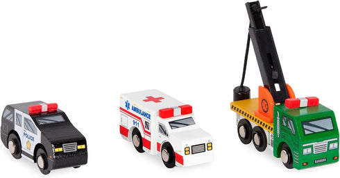 6 Set 3+ Set 1 Battat Wood Cars for Kids Pieces Toy Vehicle Mini Rescue & Construction Vehicles Toddler Truck Toys