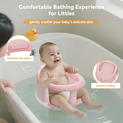 BORRAV 6 360 Baby Bath Seat for Babies Months & Up - Protection Baby Bath Chair with Temperature Alert & Cushion |