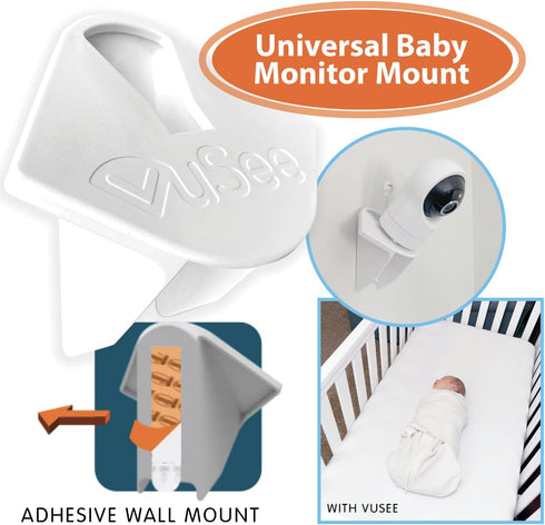 Vusee 2 Pack Anywhere Baby Monitor Wall Mount No-Drill Adhesive Shelf for Cameras Compatible with Most Baby Monitor