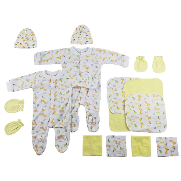 Bambini CS-0037 Sleep-n-Plays Caps Mittens & Washcloths White & Yellow - Newborn -