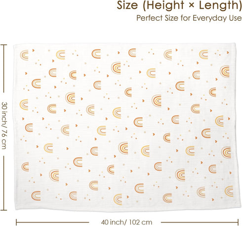 30x40 inches, Rainbow Baby Blankets for Girls, Soft Nursery Minky Blankets with Muslin and Dotted Fleece Back Receiving