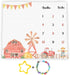 Farm Theme Baby Monthly Milestone Blanket, Soft Flannel, 48x40in, Tractor and Barn Backgrounds, Newborn Mom Gifts, Baby