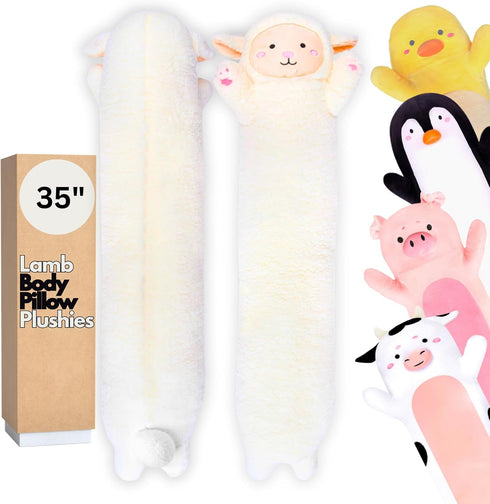 Lamb Body Pillow for Kids - 35 inches, Lamb Stuff, Plush, Gifts, Cuddle Pillow for Girls & Girlfriends