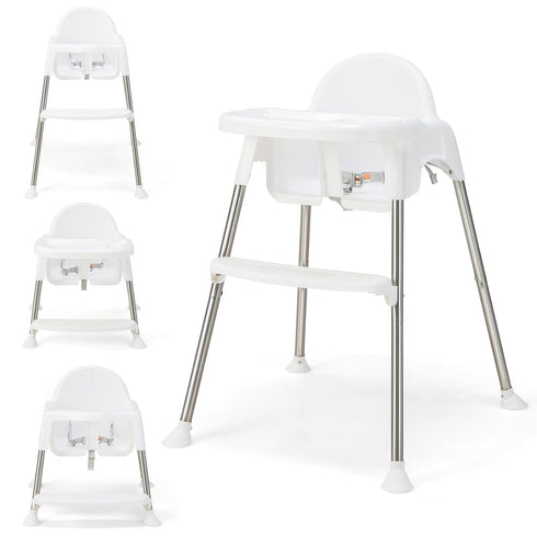 Generic HOMGX 4-in-1 Baby Highchair, Convertible High Chair w/ 2-Position Adjustable Tray, 3-Point