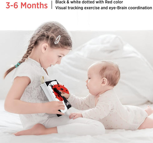 Soft Baby Books by beiens, High Contrast NonToxic Fabric Touch and Feel Crinkle Books for Infants Toddlers