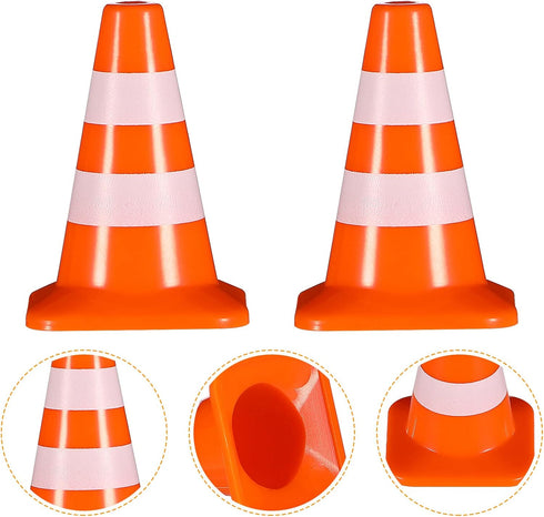 STOBOK Traffic Cone, 14 PCS Miniature Traffic Signs Toys, Construction Toys for Kids Educational Roadblock Toy