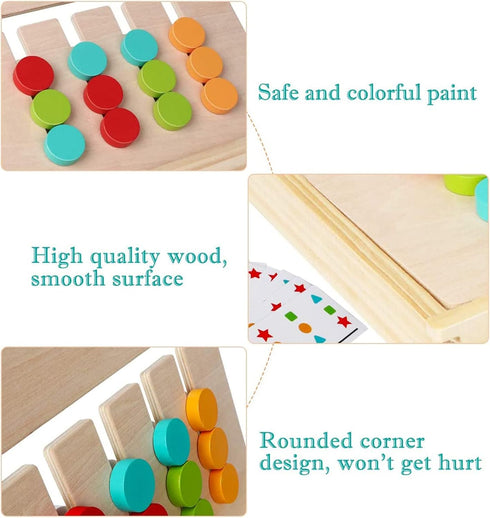 Montessori Learning Toys Slide Puzzle, Color & Shape Matching Logic Game for Kids 3-7 Years Old