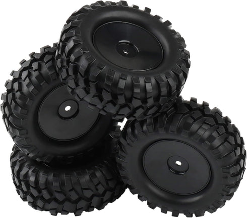 4PCS 1:10 RC Tires, Rock Crawler Trailer Tires, Hex 12mm Hard Dish Wheels Rim Rubber for Trail Finder 2