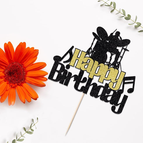 Drummer Sleyberoy Drum Kit Happy Birthday Cake Topper, Music Theme Party Rock Roll Band Decor (music)