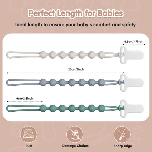 Loviomad 100% Pacifier Clips Baby Boys: One-Piece Baby Pacifier Clip, Food Grade Silicone, Pacifier Holder Clip