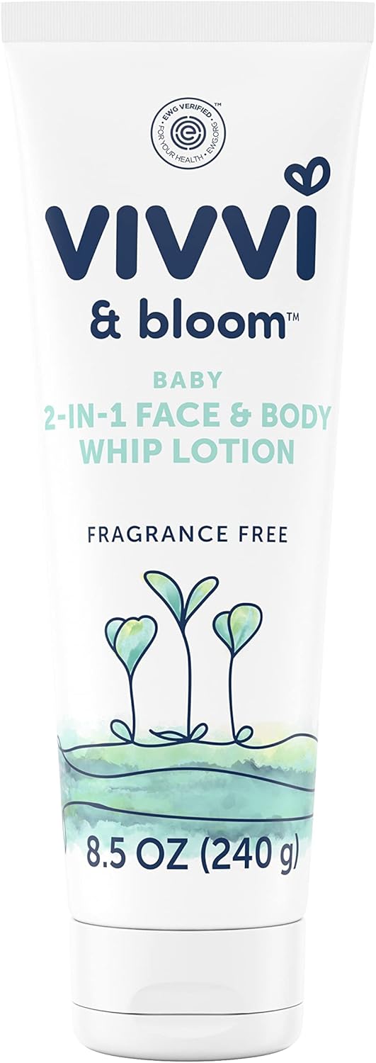 VIVVI & BLOOM 2-in-1 Baby Lotion, Face and Body, Hypoallergenic, Fragrance Free, 8.5 oz