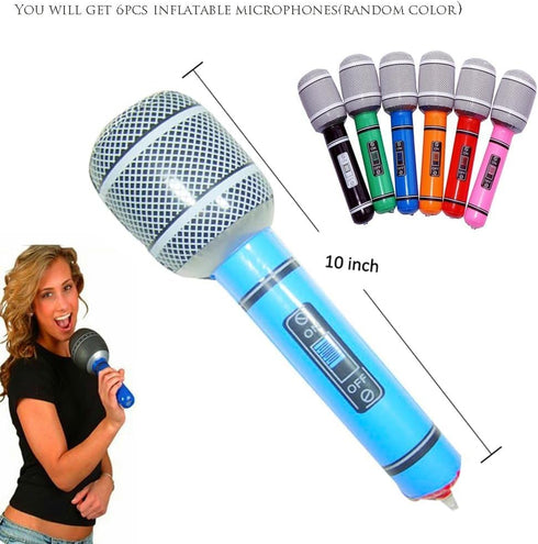 Set, 18 Pack 4 6 6 1 1 OuMuaMua Inflatable Rock Star Toy Inflatable Party Props - Inflatable Guitar, Microphones