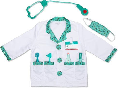 Melissa & Doug Doctor Costume, Pretend Play Dress Up Set (8-Pc) Stethoscope,