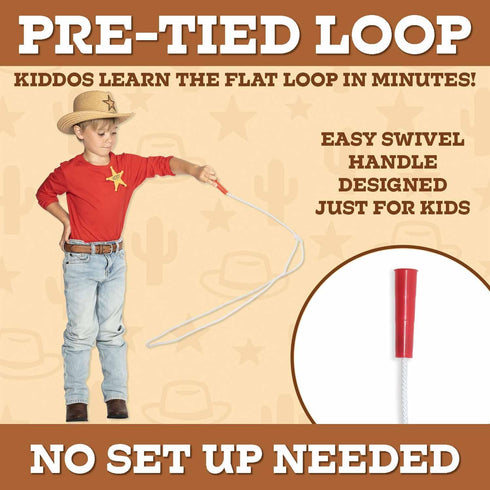 Children’s Cowboy Kiddie Trick Rope Lasso - Pre-Tied for Ages 4-10