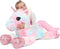 Muiteiur 43.4" Large Pink Unicorn Plush Pillow - Soft Stuffed Animal Toy Gift for Girls