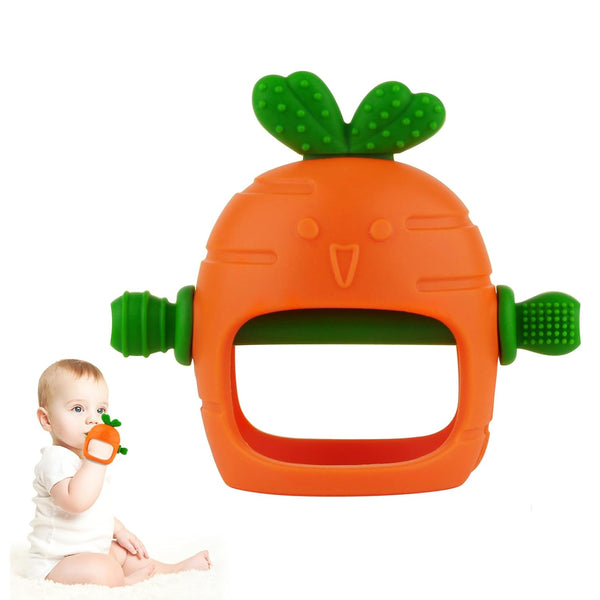 Chuya Silicone Baby Teething Toys Teether for Babies 0-24 Months Carrot Hand