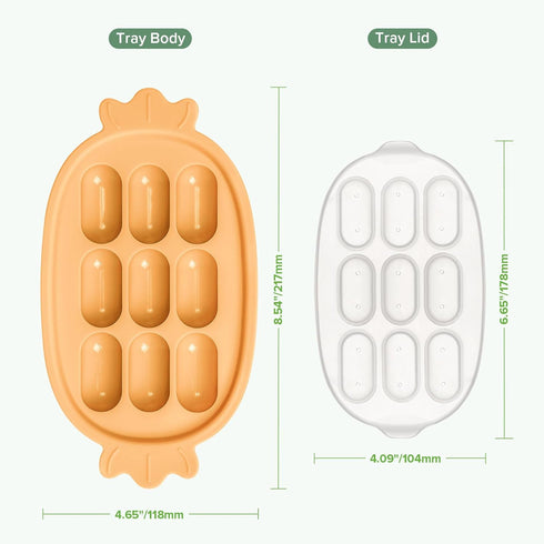 Haakaa Baby Popsicle Mold, Baby Food Maker & Breastmilk Teething Freezer Tray, BPA Free Silicone, Orange