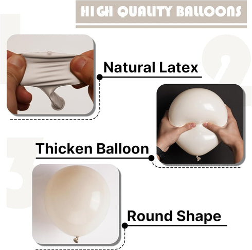 PartyWoo White Sand Balloons, 50 pcs 5 Inch Small Mini Beige Cream Latex Balloons for Party Decorations