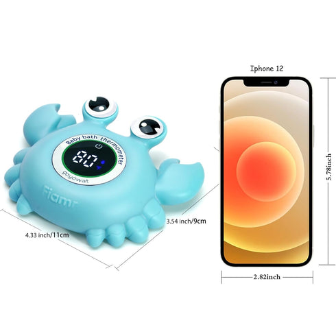 Baby Bath Thermometer, Newborn Swimming Safety Toy, Bathtub Water Thermometer, Large Eyed Crab Toy Floating Temperature