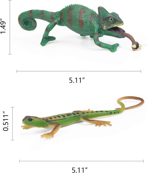 UANDME 8 Pcs Lizard Animal Figurines, Realistic Reptile Figures, Chameleon Prank Props Scary Toy Playset
