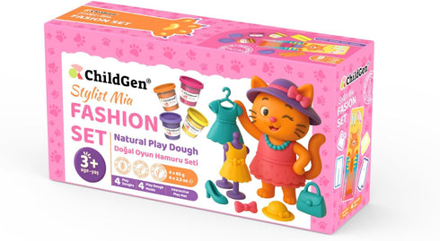 Set 4 5 Set) ChildGen Paw Pals Play Dough Natural Non-Toxic Sensory Dough for Kids, Colours with Moulds & Themed Play