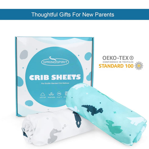 2-Pack, 52'' 28'' Crib Sheets for Boys or Girls Fitted Crib Sheet x for Standard Crib & Toddler Mattress, Soft