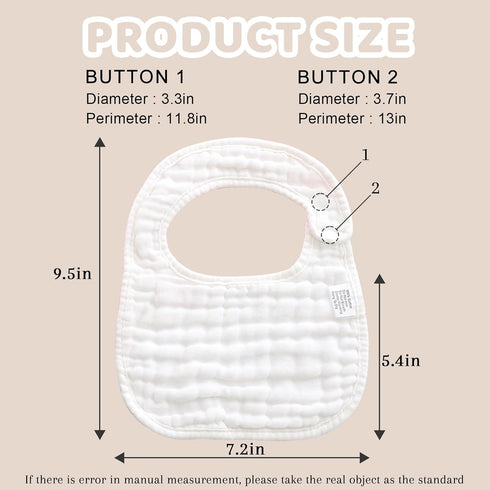 Muslin Baby Bibs for Drooling and Teething, Unisex Soft & Absorbent Multi-Layer Bibs for Boys Girls