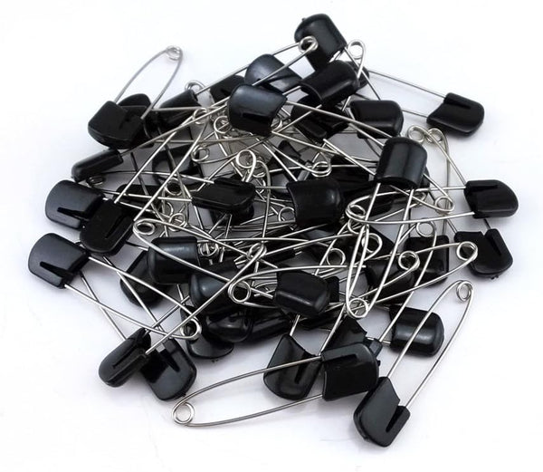 yueton 50pcs Black Plastic Head Baby Safety Pins, Safety Locking Baby Cloth Diaper Pins