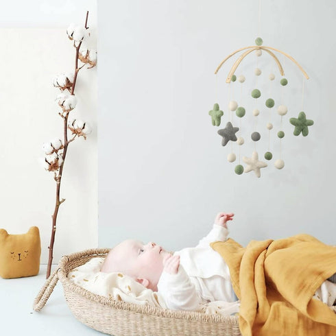Pack Baby Mobile for Crib - Crib Mobile for Girls, Boys - Mobile for Bassinet, N Play - Boho Crib Mobile - Felt Ball