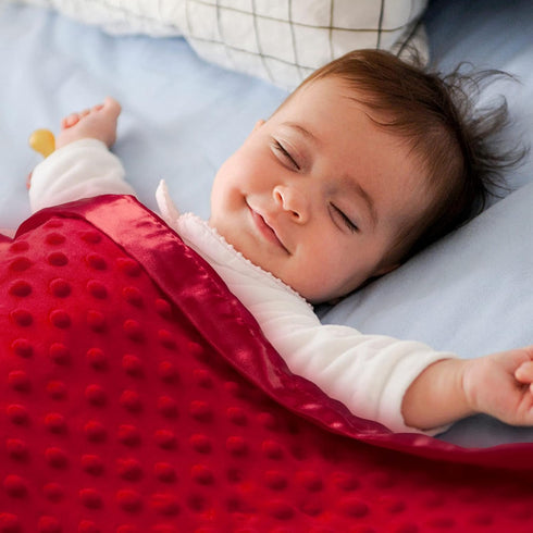 30 40) Pro Goleem Baby Soft Minky Dot Blanket with Silky Satin Backing Baby Gifts for Boys and Girls (Red, x
