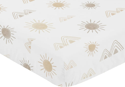 Sweet Jojo Designs Fitted Baby Crib Sheets (Taupe Boho Desert Sun) for Girls, Infant Nursery, Toddler Room - Standard