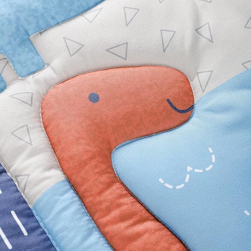 Set 3 Set Blue Dinosaur Crib Bedding for Baby Boy, Pieces Nursery Including Quilt/Fitted Sheet/Crib Skirt