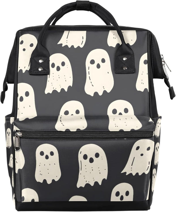 Hsnar Halloween Ghosts Print Waterproof Diaper Bag Backpack Large Capacity Baby Bag with