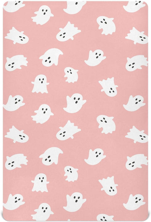 SDMKA Cute Halloween Pattern Crib Sheets for Boys Girls - Portable Microfiber Fitted
