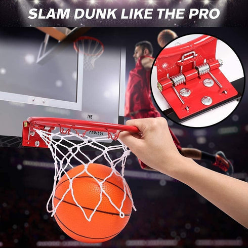 Large Indoor Mini Basketball Hoop Set for Kids and Adults, 24 X 16 Inch Board with 3 Balls and Complete Accessories,