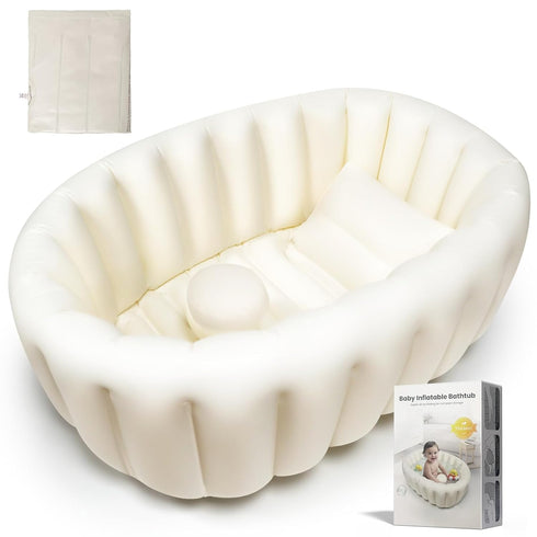 Gliizee mall 0-24 Inflatable Baby Bathtub, Collapsible Baby Bath Back Support, Portable Newborn Travel Bath tub
