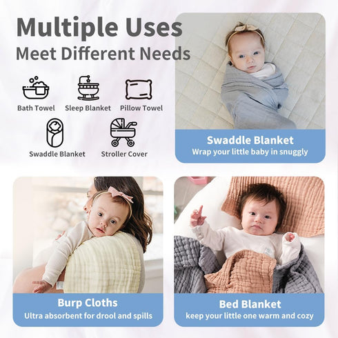 Set 3 Pack 9 100% Packaging 9x9 L'Ange Baby Washcloths and Burp Cloths - of Layer Cotton Muslin for Sensitive Skin