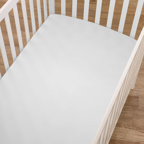 American Baby Company 100% Natural Cotton Fitted Crib Sheet, 52" x 28", White, for Boys and Girls