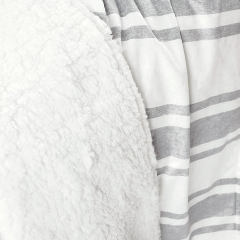 Lush Decor Baby Farmhouse Stripe Soft Sherpa Blanket, 30" W x 40" L, Gray Plush Striped Reversible Fleece