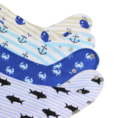 Set 4 Pickle & Olive Bandana Teething Bibs with Attached Teether - Of - Nautical