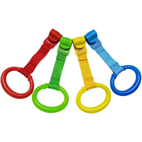 4 PCS Plastic Baby Crib Pull Rings - Kids Walking Exercises Assistant Stand Up Rings for Infant Baby Toddler