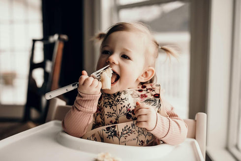 Three Little Tots Modern Silicone Baby Bib - Adjustable Fit Waterproof Catch Bibs for Mealtime